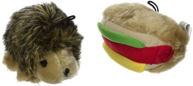PetMate Booda Zoobilee Hedgehog and Hotdog Plush Dog Toy 3.5" Small (Size: 1 count)