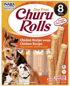 Inaba Churu Rolls Dog Treat Chicken Recipe wraps Chicken Recipe (Size: 48 count (6 x 8 ct))