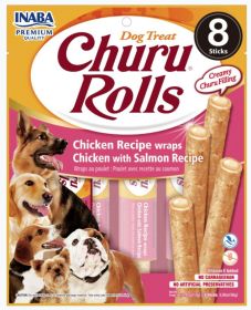 Inaba Churu Rolls Dog Treat Chicken Recipe wraps Chicken with Salmon Recipe (Size: 48 count (6 x 8 ct))