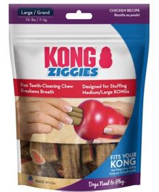KONG Ziggies Dog Dental Chew Chicken Recipe Large (Size: 8 oz)