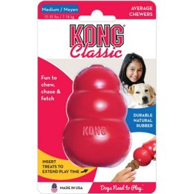KONG Classic Durable Natural Rubber Chew, Chase, and Fetch Dog Toy (Size: Medium - 1 count)