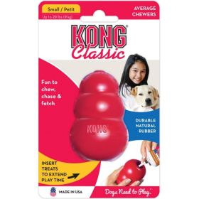 KONG Classic Durable Natural Rubber Chew, Chase, and Fetch Dog Toy (Size: Small - 1 count)