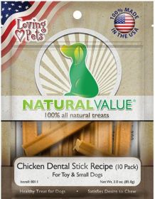 Loving Pets Natural Value Chicken Dental Sticks (Size: 9 oz (3 x 3 oz))