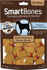 SmartBones Rawhide Free Peanut Butter Bones Mini (Size: 128 count (8 x 16 ct))