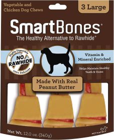 SmartBones Rawhide Free Peanut Butter Bones Large (Size: 3 count)