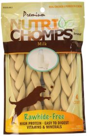 Pork Chomps Premium Nutri Chomps Milk Flavor Braid Dog Chews Small (Size: 24 count (6 x 4 ct))