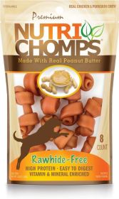 Nutri Chomps Rawhide Free Real Chicken and Porkskin Mini Dog Chews with Real Peanut Butter (Size: 72 count (9 x 8 ct))
