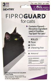 Sentry FiproGuard Flea and Tick Control for Cats (Size: 3 count)