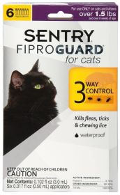 Sentry FiproGuard Flea and Tick Control for Cats (Size: 6 count)