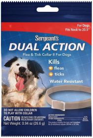 Sergeants Dual Action Flea and Tick Collar II for Dogs Neck Size 20.5" (Size: 6 count)