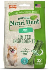Nylabone Natural Nutri Dent Fresh Breath Limited Ingredients Mini Dog Chews (Size: 480 count (15 x 32 ct))