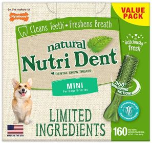 Nylabone Natural Nutri Dent Fresh Breath Limited Ingredients Mini Dog Chews (Size: 160 count)