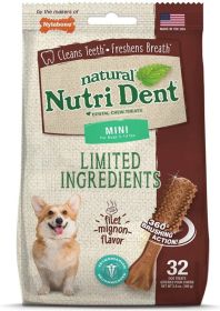Nylabone Natural Nutri Dent Filet Mignon Limited Ingredients Mini Dog Chews (Size: 480 count (15 x 32 ct))