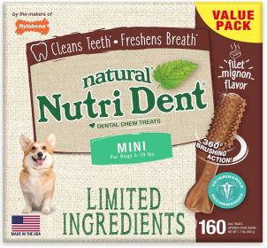 Nylabone Natural Nutri Dent Filet Mignon Limited Ingredients Mini Dog Chews (Size: 320 count (2 x 160 ct))