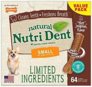 Nylabone Natural Nutri Dent Filet Mignon Limited Ingredients Small Dog Chews (Size: 128 count (2 x 64 ct))