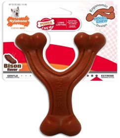 Nylabone Power Chew Wishbone Dog Chew Toy Bison Flavor (Size: Regular - 6 count)