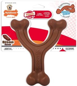 Nylabone Power Chew Wishbone Dog Chew Toy Bison Flavor (Size: Giant - 4 count)